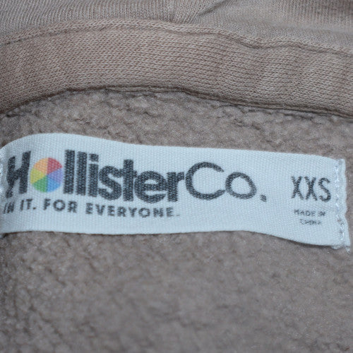 Hollister Men’s Beige Pullover Hoodie XS Logo Fleece Sweatshirt