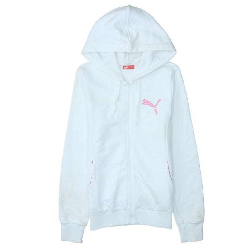 Puma Womens White Full Zip Hoodie Size 14 Cotton Blend