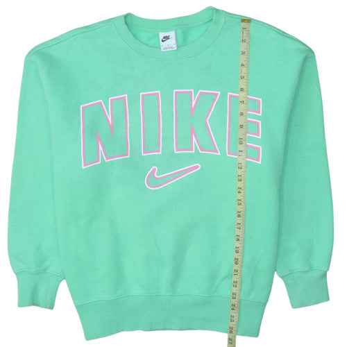 Nike Womens Green Logo Pullover Sweatshirt Size M Cotton Blend