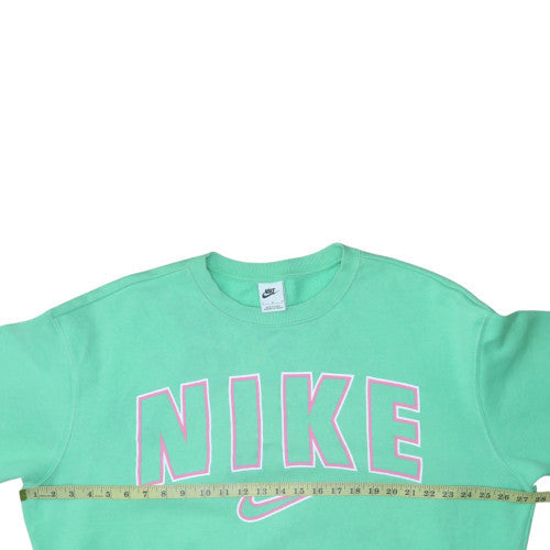 Nike Womens Green Logo Pullover Sweatshirt Size M Cotton Blend