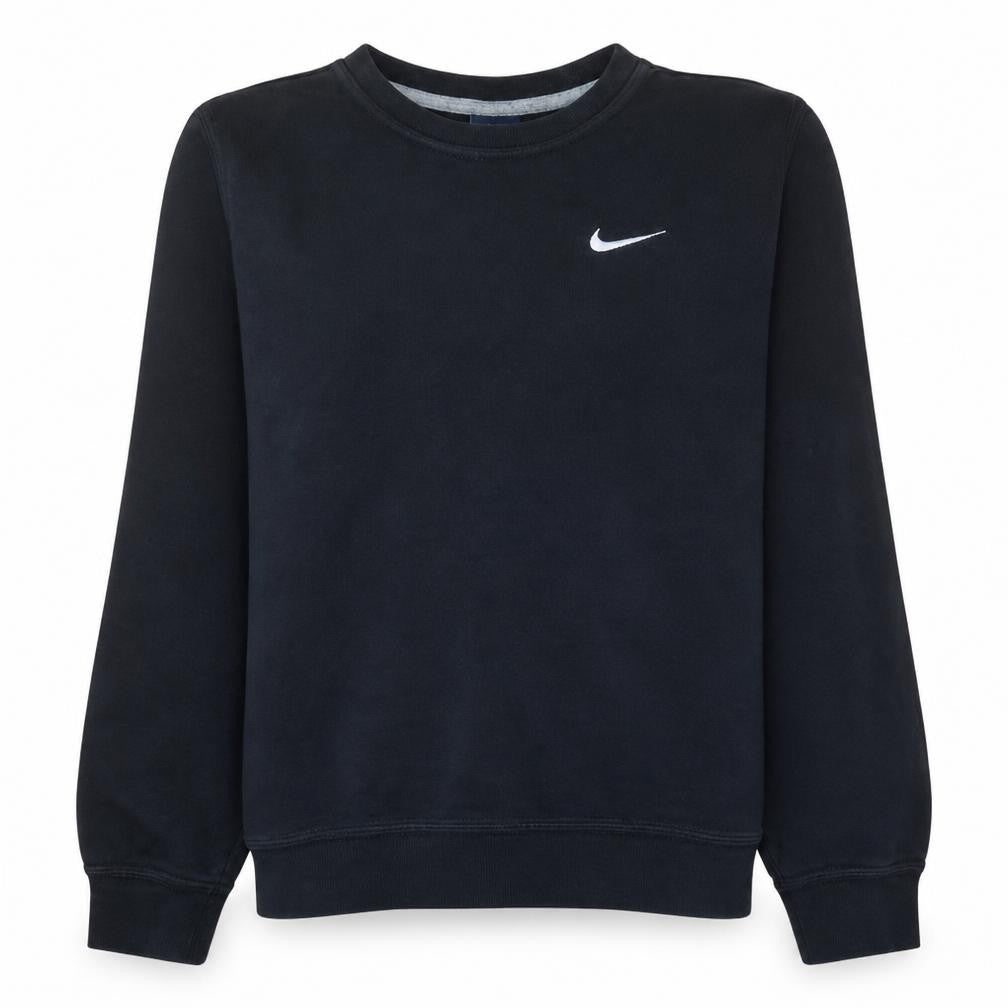 Front view of Nike Men's Black Small Crew Neck Pullover Sweatshirt