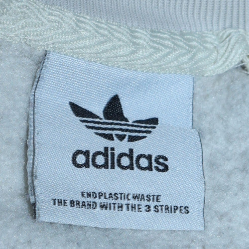 adidas Men's White Crew Neck Pullover Sweatshirt M