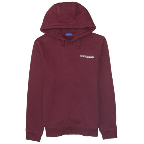 Napapijri Men’s Red Pullover Hoodie L Regular Fit Logo Fleece