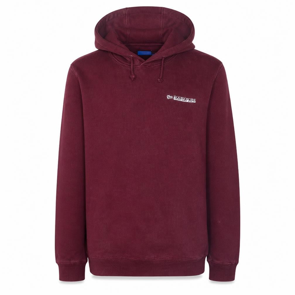 Front view of Napapijri Men’s Red Pullover Hoodie L Regular Fit Logo Fleece