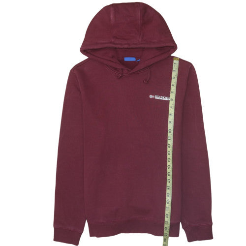 Napapijri Men’s Red Pullover Hoodie L Regular Fit Logo Fleece