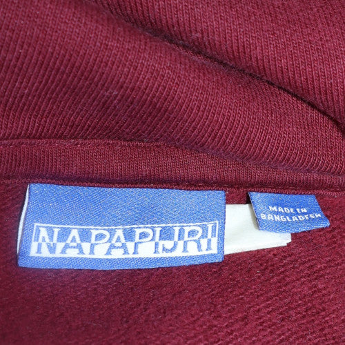 Napapijri Men’s Red Pullover Hoodie L Regular Fit Logo Fleece