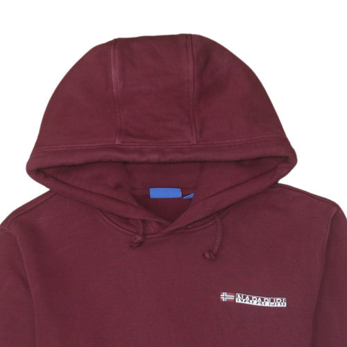 Napapijri Men’s Red Pullover Hoodie L Regular Fit Logo Fleece