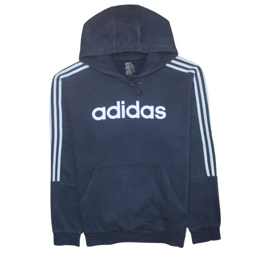 Adidas Mens Blue 2XL Pullover Hoodie Fleece Logo Sweatshirt