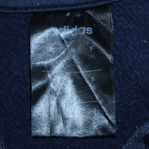 Adidas Mens Blue 2XL Pullover Hoodie Fleece Logo Sweatshirt