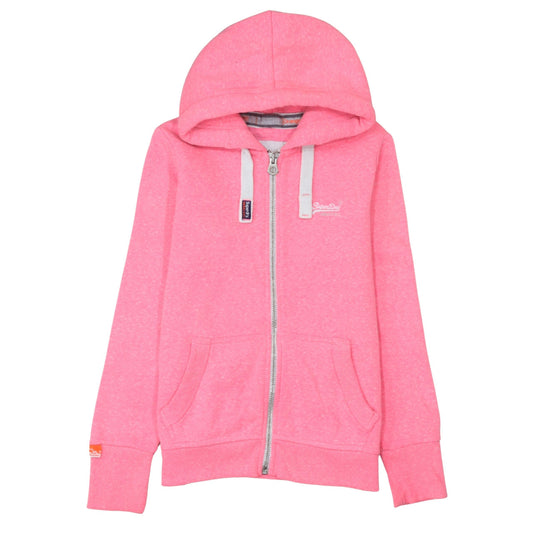 Superdry Women Pink Full Zip Hoodie Size M Hooded Sweatshirt