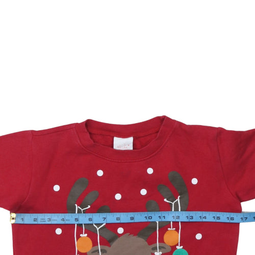 4Kidz Girls Red Reindeer Christmas Pullover Sweatshirt 7-8 Years