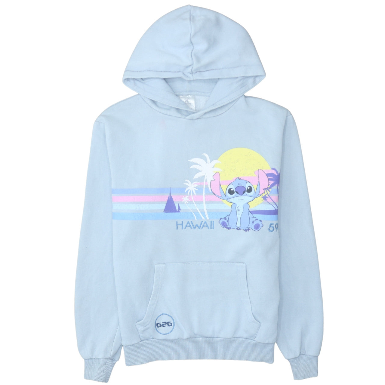 Disney Womens Blue Stitch Hawaii Pullover Hoodie Size S