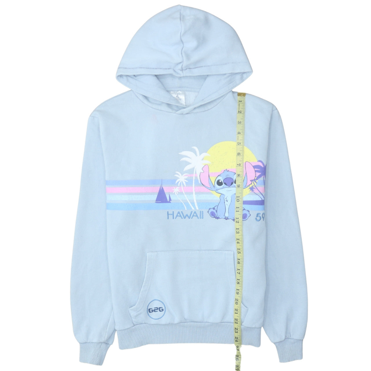 Disney Womens Blue Stitch Hawaii Pullover Hoodie Size S