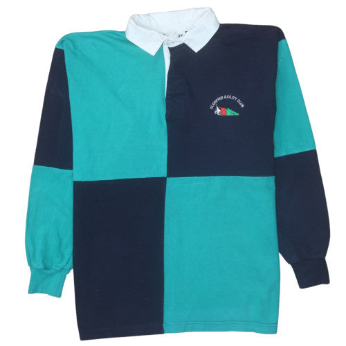 Front Row Men’s Blue Collared Rugby Sweatshirt L Heavyweight Cotton