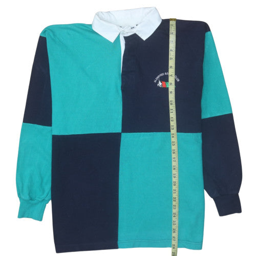 Front Row Men’s Blue Collared Rugby Sweatshirt L Heavyweight Cotton