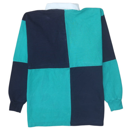 Front Row Men’s Blue Collared Rugby Sweatshirt L Heavyweight Cotton