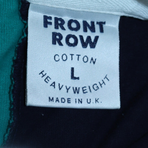 Front Row Men’s Blue Collared Rugby Sweatshirt L Heavyweight Cotton