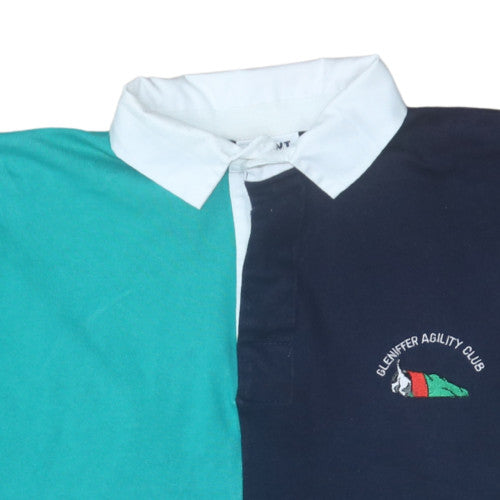 Front Row Men’s Blue Collared Rugby Sweatshirt L Heavyweight Cotton