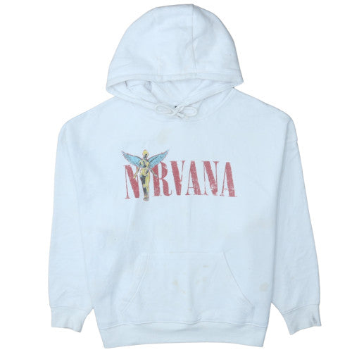 Primark Nirvana White Men's Pullover Hoodie XS Rock Graphic