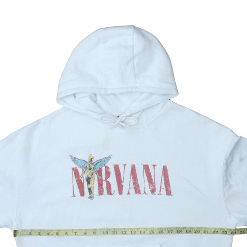 Primark Nirvana White Men's Pullover Hoodie XS Rock Graphic