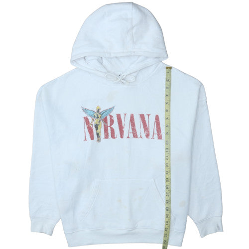 Primark Nirvana White Men's Pullover Hoodie XS Rock Graphic