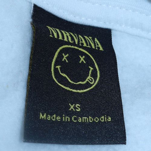 Primark Nirvana White Men's Pullover Hoodie XS Rock Graphic