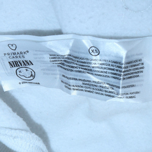 Primark Nirvana White Men's Pullover Hoodie XS Rock Graphic