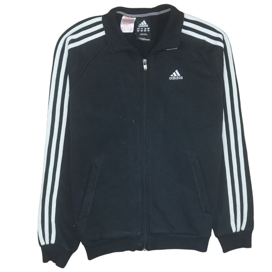 Adidas Boys Black Full Zip Sweatshirt 11-12 Years Classic 3-Stripes