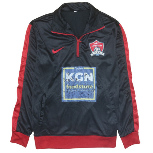 Nike Men's Black Red 1/2 Zip AFC Preston Football Sweatshirt M