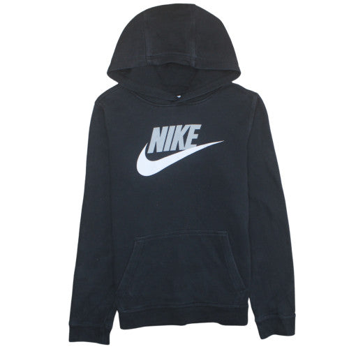 Nike Boys Black XL Pullover Hoodie with Logo Print