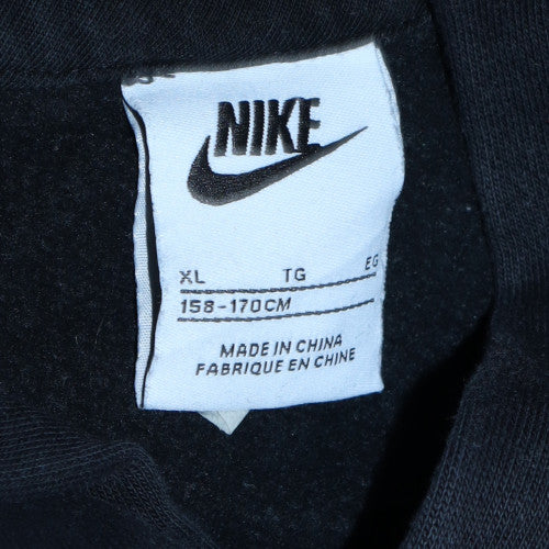 Nike Boys Black XL Pullover Hoodie with Logo Print
