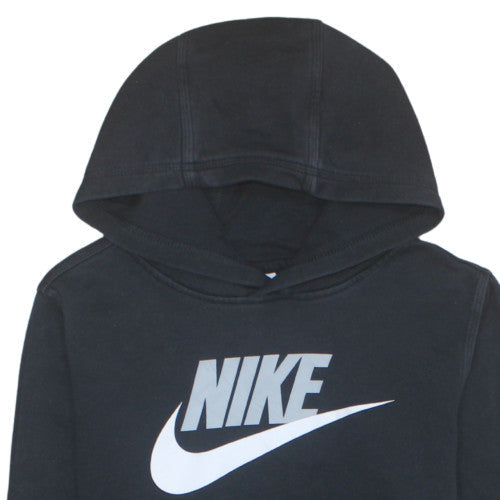 Nike Boys Black XL Pullover Hoodie with Logo Print