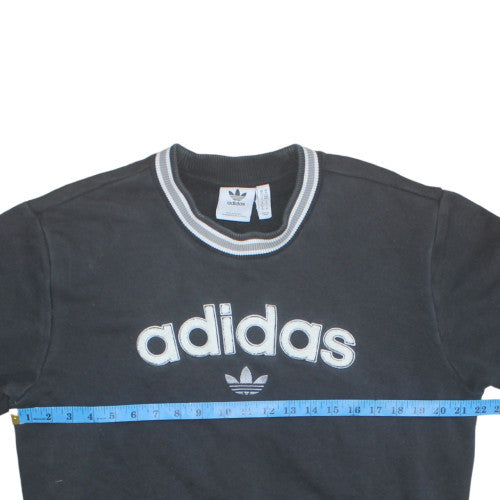 Adidas Mens Black Crew Neck Sweatshirt M Classic Logo Pullover