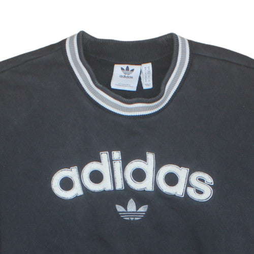 Adidas Mens Black Crew Neck Sweatshirt M Classic Logo Pullover