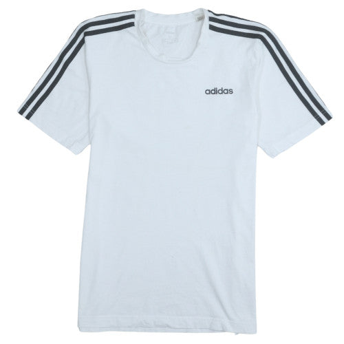Adidas Men’s White 3-Stripes Crew Neck Sports T-Shirt Size M