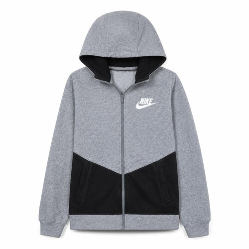 Nike Boys Grey Colourblock Full Zip Fleece Hoodie XL 13-15 Years