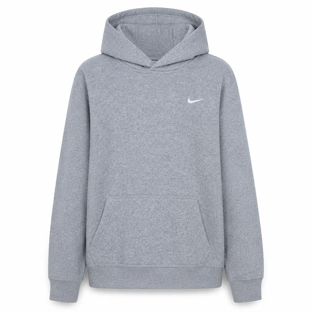 Front view of Nike boys’ grey hooded pullover sweatshirt xl 13-15 years fleece lined