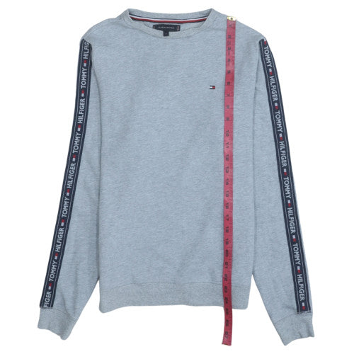 Tommy Hilfiger Men's Grey Logo Tape Pullover Sweatshirt Size S
