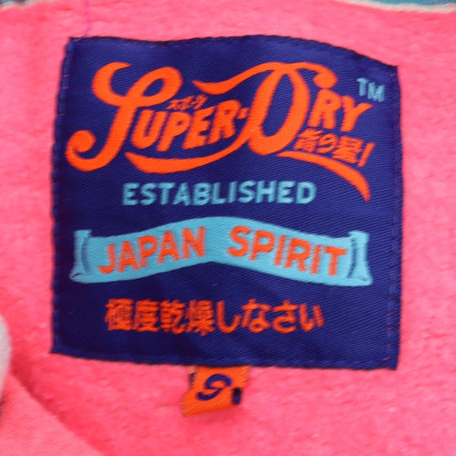 Superdry Womens Pink Hoodie Pullover Size S Graphic Print Cotton Blend