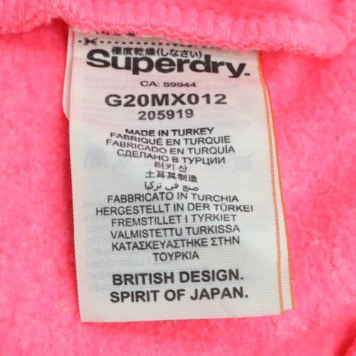 Superdry Womens Pink Hoodie Pullover Size S Graphic Print Cotton Blend