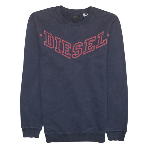 Diesel Mens Blue Cotton Crew Neck Pullover Sweatshirt L