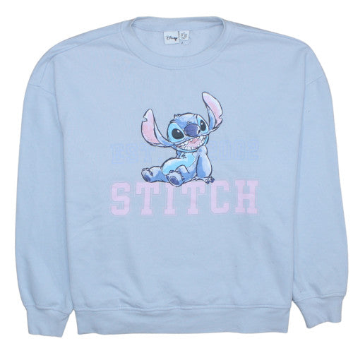 Disney Women Blue Stitch Sweatshirt 2XL Crew Neck Pullover