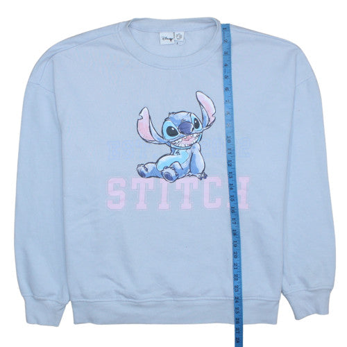 Disney Women Blue Stitch Sweatshirt 2XL Crew Neck Pullover