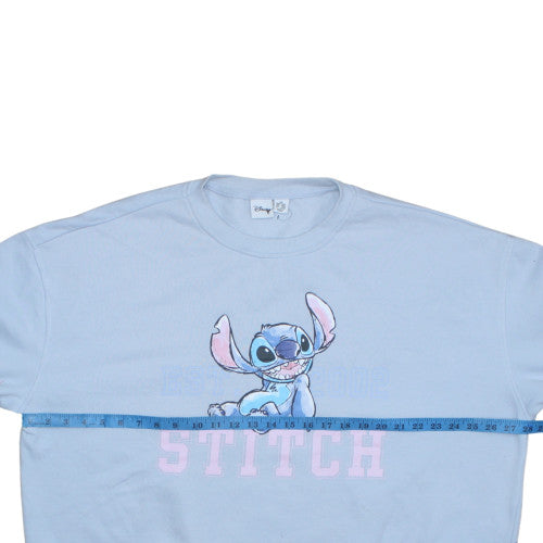 Disney Women Blue Stitch Sweatshirt 2XL Crew Neck Pullover