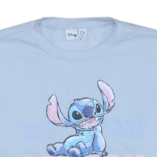 Disney Women Blue Stitch Sweatshirt 2XL Crew Neck Pullover