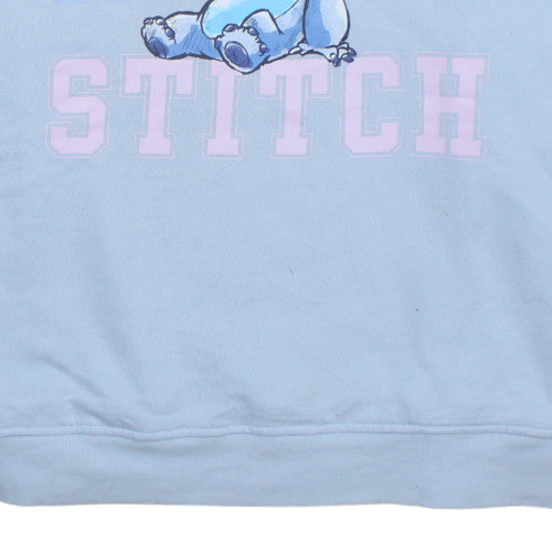 Disney Women Blue Stitch Sweatshirt 2XL Crew Neck Pullover