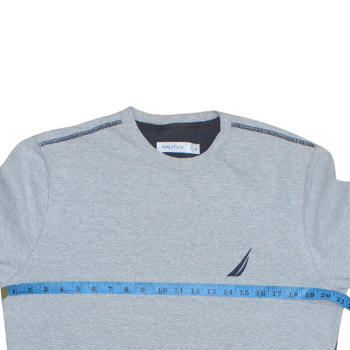 Nautica Men’s Grey Pullover Sweatshirt M Crew Neck Logo Fleece