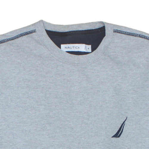Nautica Men’s Grey Pullover Sweatshirt M Crew Neck Logo Fleece