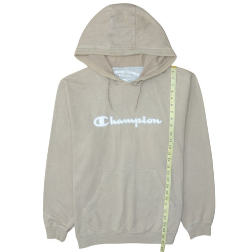 Champion Men's Beige XL Pullover Hoodie Embroidered Logo
