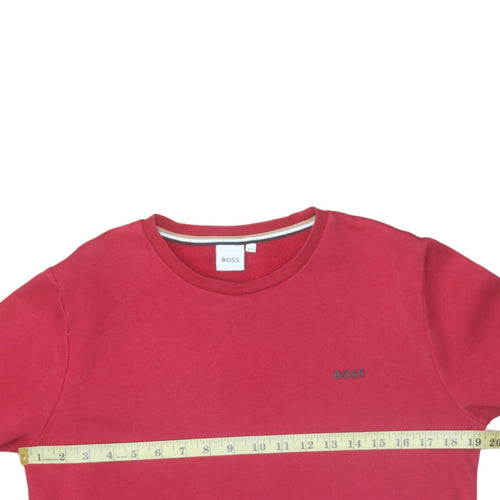 BOSS Boys Red Crew Neck Pullover Sweatshirt 16 Years Cotton Blend
